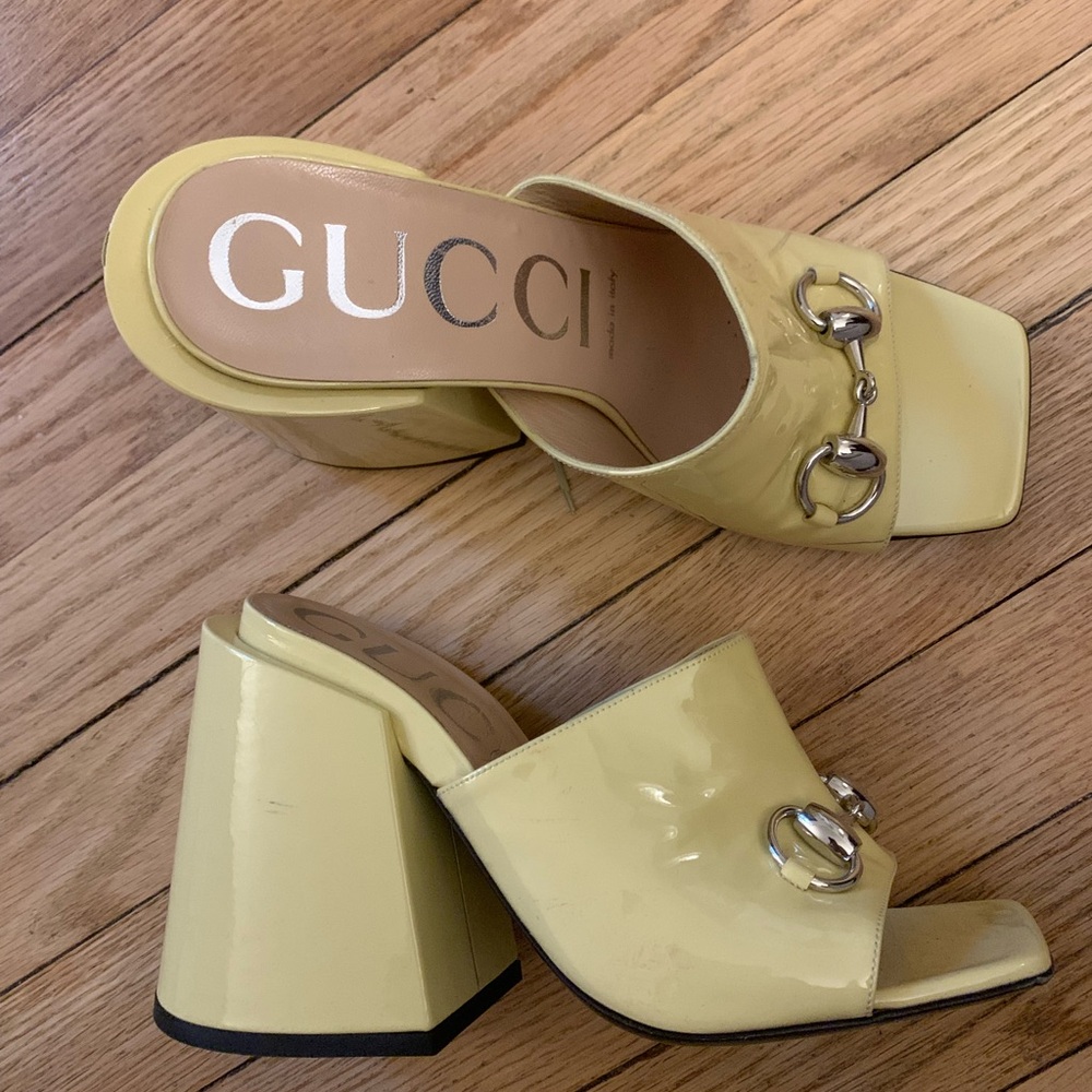 Gucci Yellow Chunky Heel Heels